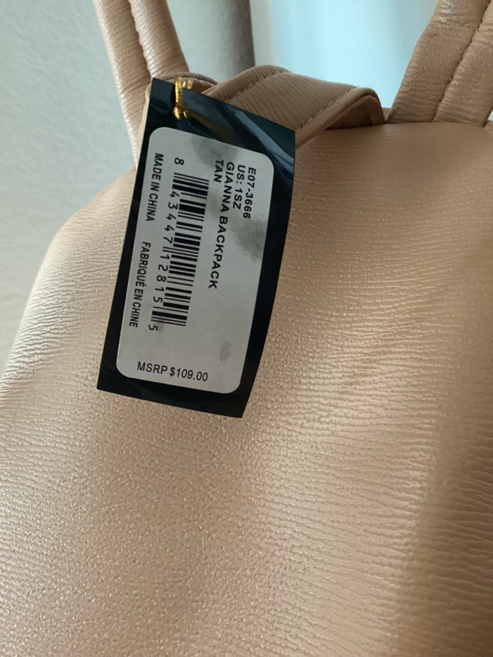 bebe Peach-Tan Mini Backpack with Gold Script Logo - Picture 6 of 6